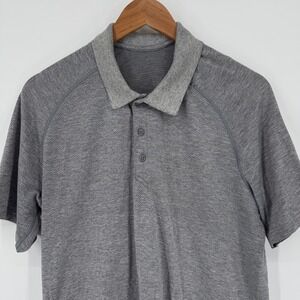 Lululemon Men's Large Gray Short Sleeve Polo Golf Athleisure Shirt‎ Stretch